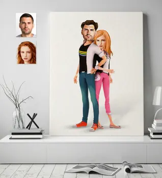 

Personalized Valentine Caricature Of Canvas table 70x100cm-39