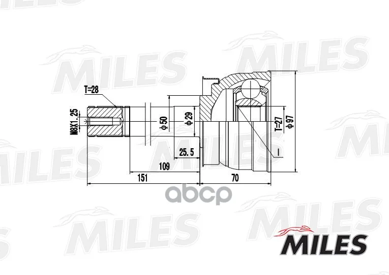 Шрус Nissan Pathfinder R50/Pick Up D21/D22/Terrano R20 2.4-3.5 90-07 Нар. Miles Ga10020 Miles арт. GA10020