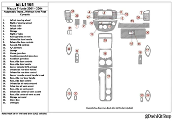 

Interior trim for Mazda Tribute 2001-2004. Set L1161.