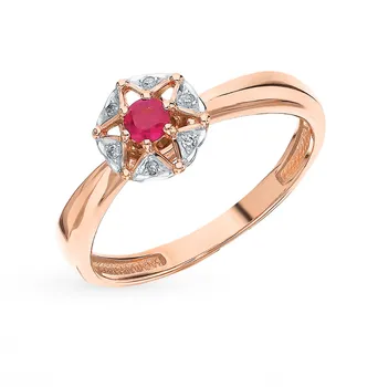 

Gold ring with rubies and diamonds sunlight sample 585