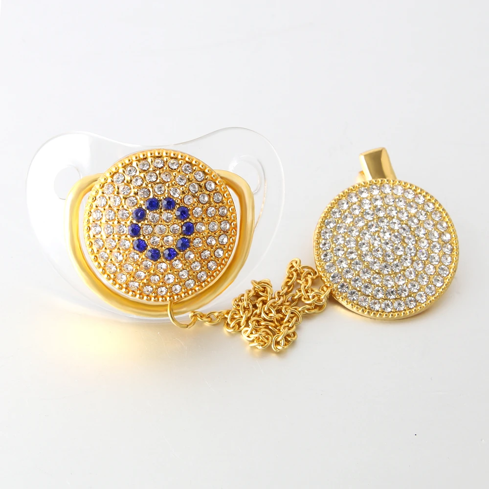 

1 PC Glam Crystal Clear Bling Pacifier Silk Shimmer Pacifier Clip Set Luxury Pacifier Dummy Soother Chain