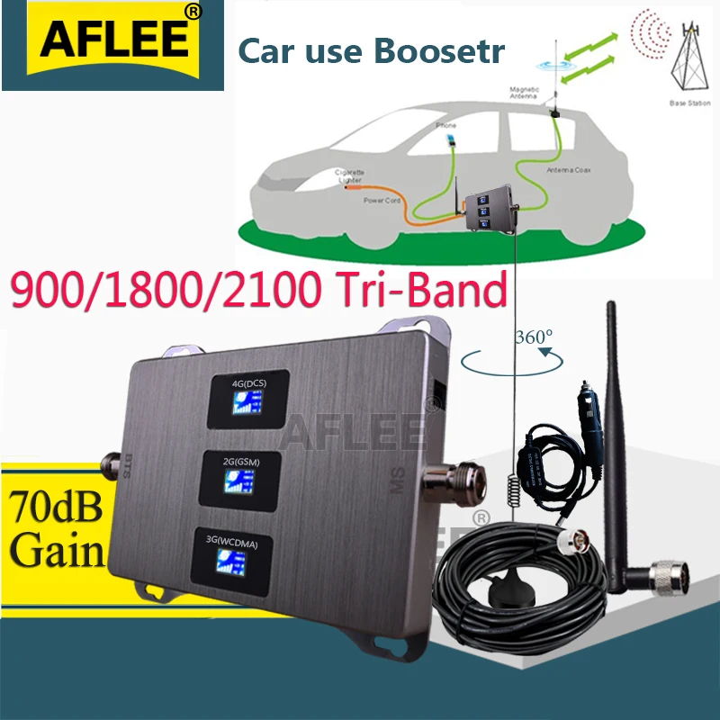 Car Use!! 4g Cellular Amplifier 900 1800 2100 Tri