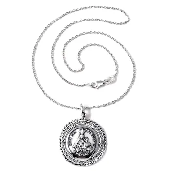 

Pendant 925 Sterling silver m Our Lady Rosary Grenada 26mm. Chain 40cm. Model forced carabiner-RECORDING INCLUDED