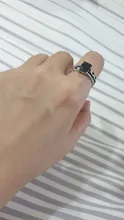 Square Ring Male Jewelry Black Stone Silver-Color Vintage Titanium Jiayiqi Wedding-Party-Gift