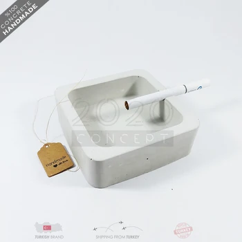 

Grey Concrete Ashtray Square New Modern Minimalist Cement Concrete Personality Fashion Desktop Decorative Desktop