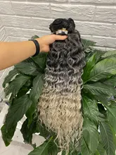 Mechones de pelo ondulado rizado natural, extensiones de cabello sintético con cierre, pelo rubio degradado, fibra de 20 pulgadas, envío gratis