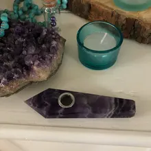 Pipa para fumar de cuarzo Natural, varilla de punto de amatista de sueño, tratamiento de GEMA con filtro de Metal, precio al por mayor, 1 ud.