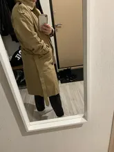 Outerwear Trench-Coat Spring Long-Double-Breasted-Belt Oversize-Quality Khaki Autumn