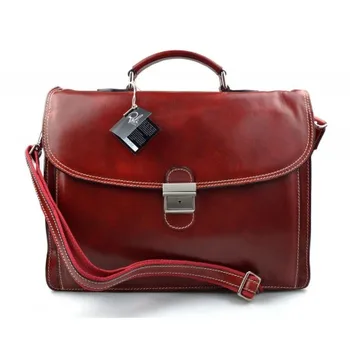 

Leather briefcase office bag men women bag business red