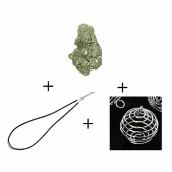 

3x3,5 to 4 cms spark pyrite roll sets + Cage + faux suede necklace