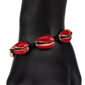 

Women's bracelet on the leg/ankle (jewelery alloy, red) 53751