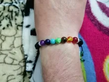 Pulsera clásica de 8mm con cuentas de piedra de Lava para hombre y mujer, cadena de 7 colores, cuerda tejida, Yoga, amistad, joyería ajustable
