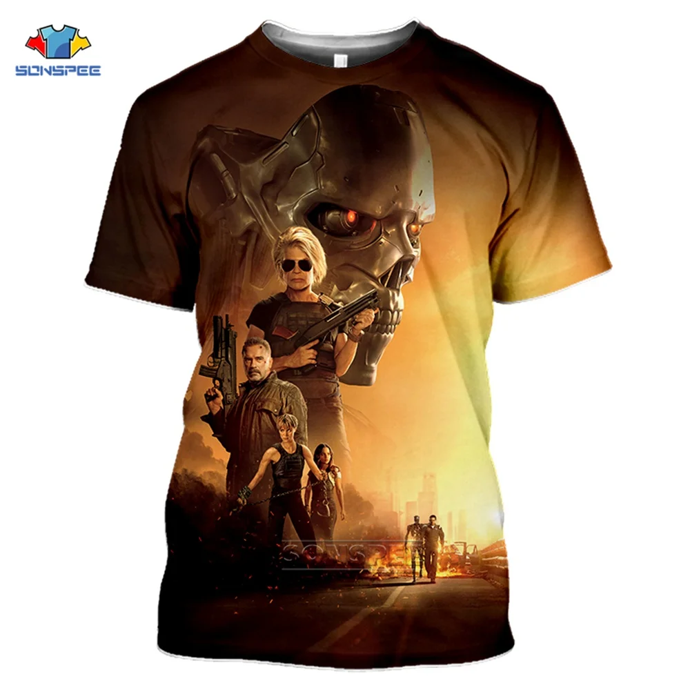 

SONSPEE 3D Print New Movie Terminator Dark Fate Arnold Schwarzenegger Unisex Casual Harajuku T-shirt Hip Hop Mech Skull Tshirt