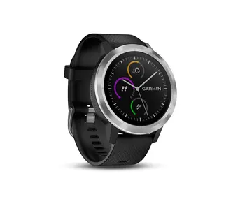 

GARMIN VIVOACTIVE 3 SILVER BLACK STRAP SMARTWATCH GPS BLUETOOTH SPORTS APPS GARMIN HEART RATE PAY