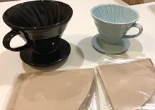 Motor de gotero de café de cerámica, taza de filtro de goteo de café de estilo V60, soporte separado para 1-4 tazas