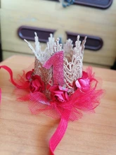 Tiara de cumpleaños para niñas recién nacidas, diadema de princesa de encaje de flores, regalos de cumpleaños