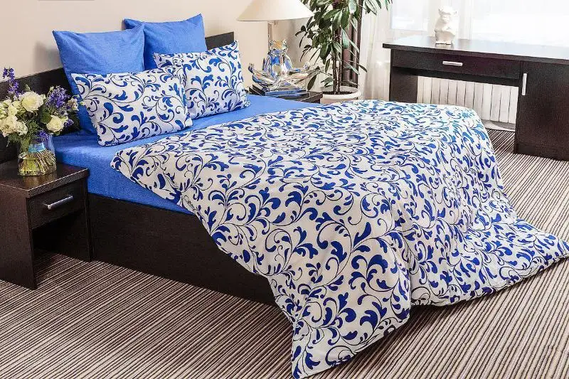 Bed linen &quotnight is gentle&quot from Calico Gzhel Blue Home High quality set size all - season soft comfortable pillowcase breathable convenient