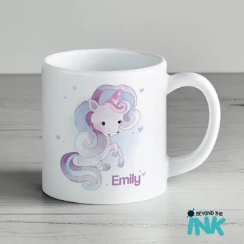 

Personalised Pink Unicorn, Small Plastic or Ceramic Cup, Toddler Children's Mug Birthday Custom mug