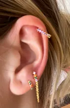 ROXI-Pendientes de aro coloridos con cristales de circonita para mujer, aretes de lujo, a granel, ajustados, de cartílago arcoíris