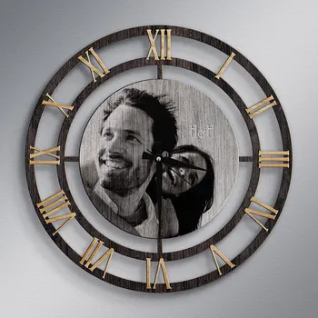 

Personalized Picture Roman Numeral Wooden Wall Clock- (Model A3)