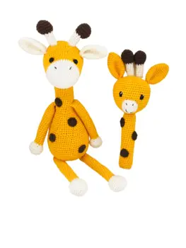 

Clothes Doll Vintage Amigurumi Organic Knitting Toy Sleeping Friend And Rattle Set Yellow Giraffe