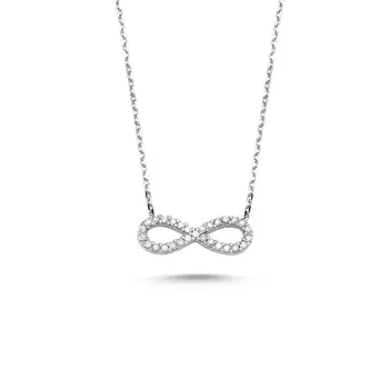 

Angemiel 925 Silver Zircon Cubic Zirconia Infinity Necklace-Rhodium Plated
