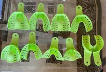 10 uds/set plástico Dental de acero impresión bandeja de impresión de malla de metal 10 Uds de plástico materiales de Metal impresión Dental bandejas