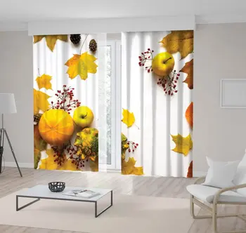 

Curtain Stylish Composition of Colorful Vegetables Fruits Autumn Leaves and Berries Yellow White