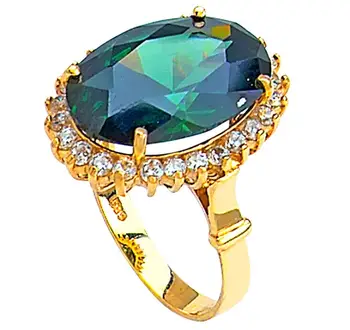 

Big Oval Green Cubic Zirconia Gold Ring 01-180-YR006