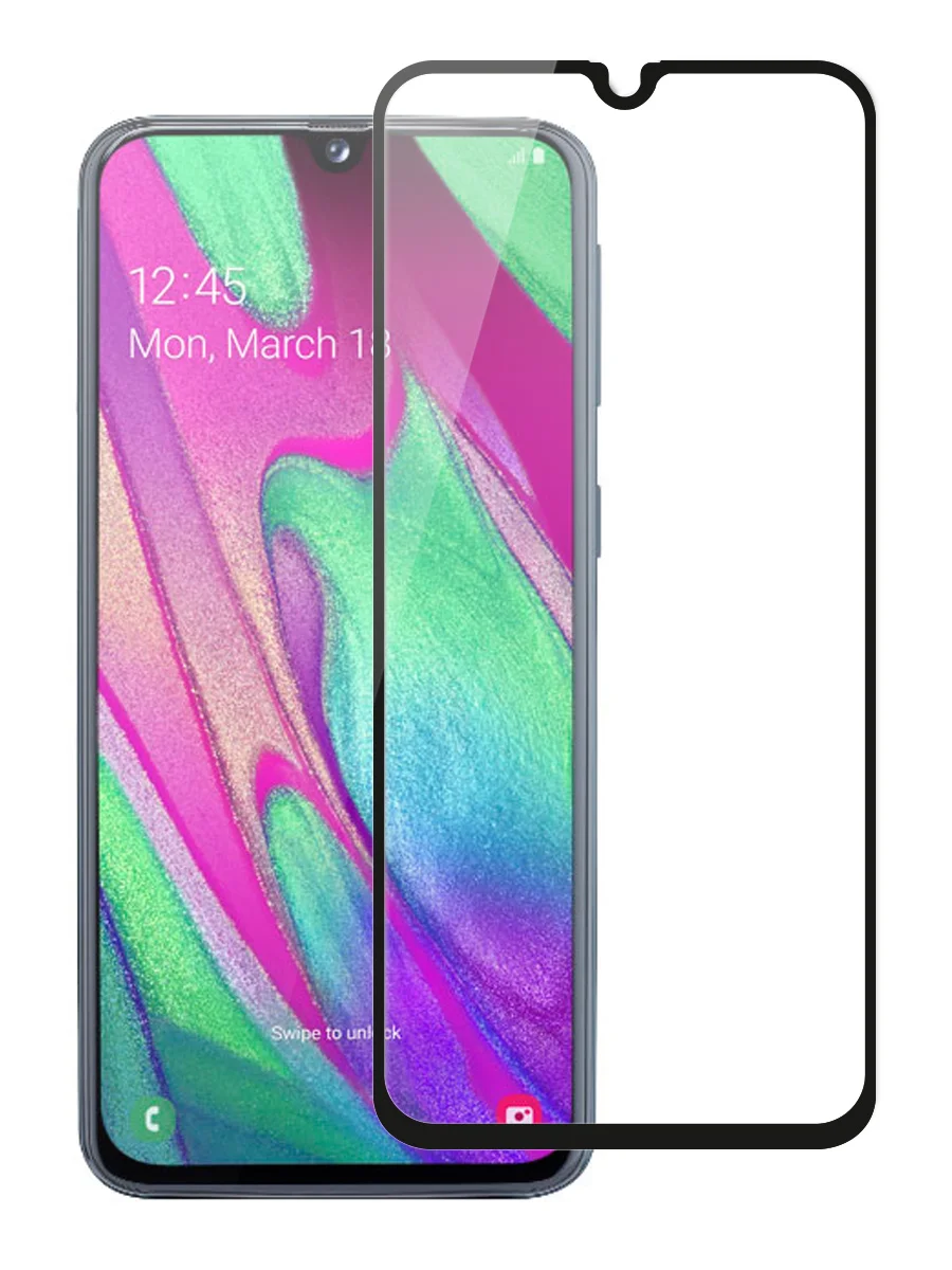 Защитное стекло Onext для Samsung Galaxy A40 full glue 0 26 мм с рамкой черное|Защитные стёкла и