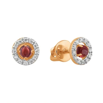 

Gold earrings with cubic zirconia and Garnet sunlight sample 585
