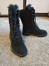 LEOSOXS-Botas de nieve de piel auténtica para mujer, zapatos cálidos de invierno, botines de plataforma de media caña, 41