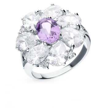 

Silver ring with amethyst and cubic zirconia sunlight sample 925