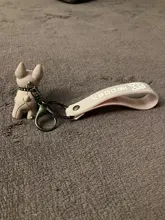 Moda Punk llavero de Bulldog Francés de cuero de la PU perro llaveros para las mujeres bolso colgante joyas baratija del coche de los hombres, anillo de clave de la cadena