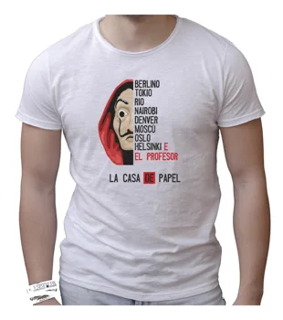 

T-shirt Uomo cotone fiammato Scollo ampio a taglio vivo - LA CASA DI CARTA MODELLO 1 MADE IN ITALY