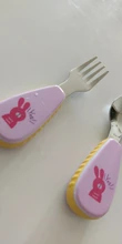 Juego de cubiertos de acero inoxidable ABS Cartoon 304, tenedor conveniente antideslizante para bebé, cuchara antiescaldado, vajilla de dos piezas para niños
