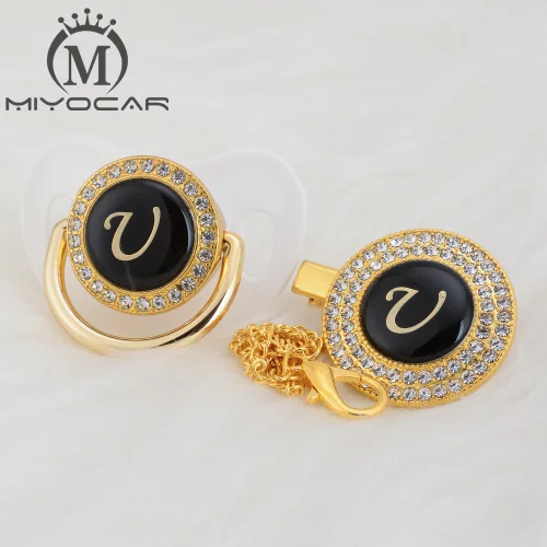 LU-2 6-18M MIYOCAR имя инициалы буквы U Элегантный Серебряный bling соска и пустышка Клип BPA бесплатно пустышка bling уникальный дизайн SGS пройти LU - Цвет: LU-2 6-18M