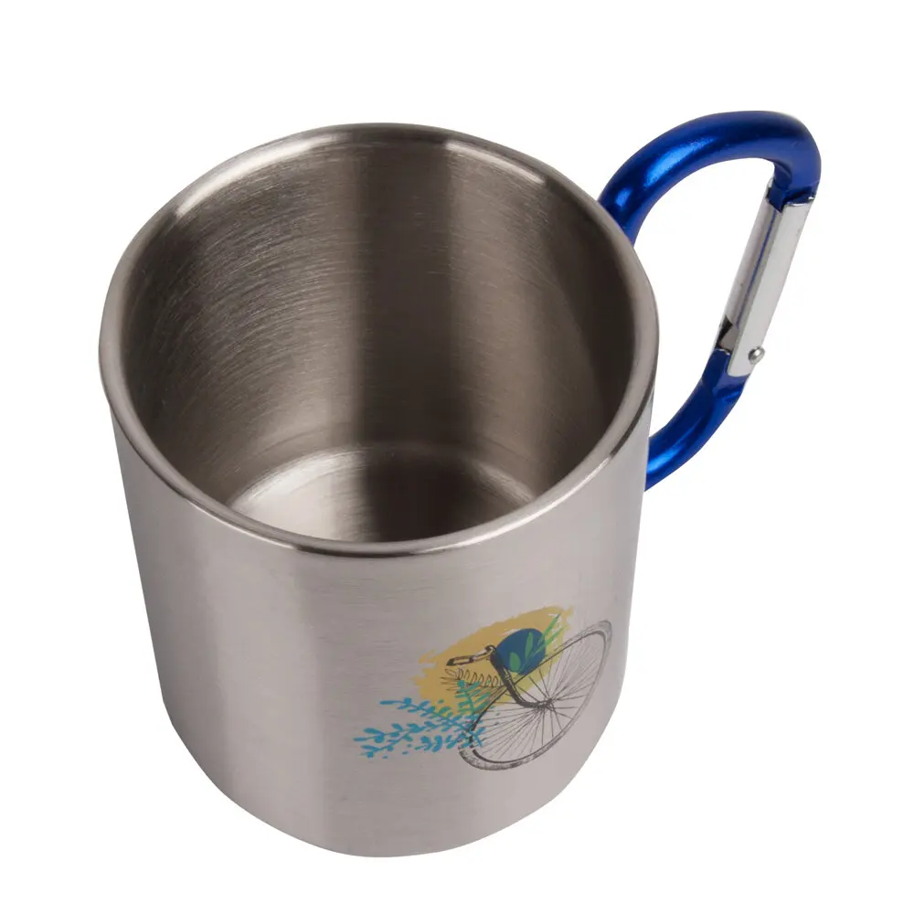 

Biggdesign Nature Steel Mug, Unbreakable Cup, Bicycle Motif, Hot and Cold Drinks, 200 ml, hanging With Handle