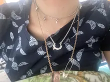 Collar de cadena de eslabones de Luna multicapa para mujer, colgante de disco de acero inoxidable, Collar de joyería para mujer, nueva tendencia