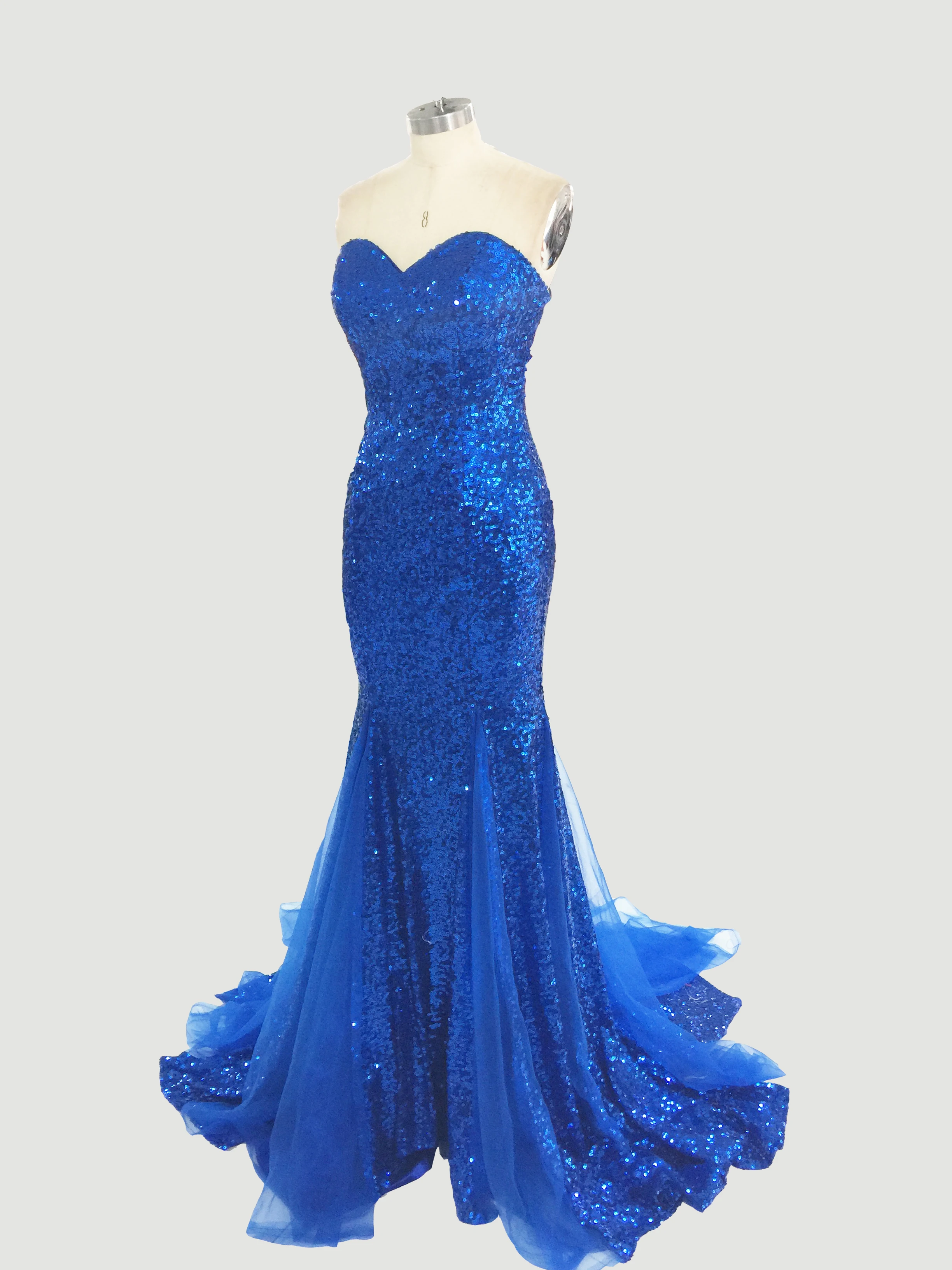 Trumpet/Mermaid Strapless Sweep/Brush train Sequined Evening Dress |