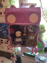 2020,lasmujeres,lindo,mono,ITA,Bolso,Bolsa,gato,Mochila,Mochila escolar,muchachas adolescentes,transparente,bolsa de insignia,Anime