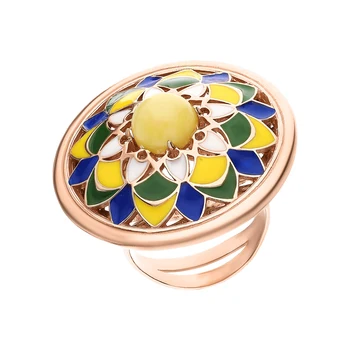 

Silver ring with Amber and enamel sunlight sample 925