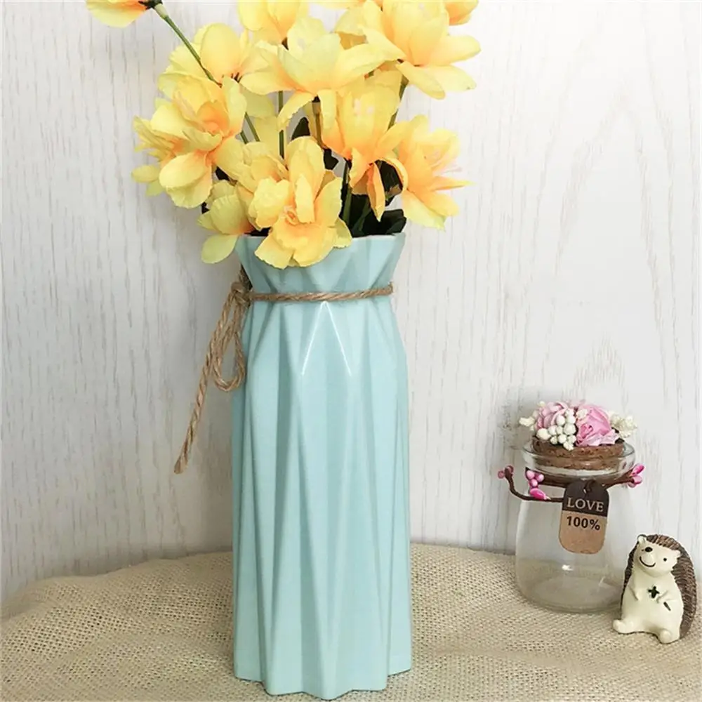 Origami White Plastic Vase Imitation Ceramic Flowerpot Artificial