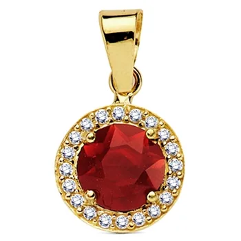 

18k gold pendant round Network stone zircons 9mm. [AB3142]