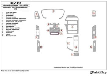 

Interior lining for Nissan Pathfinder 1999-2000. Set L1347.