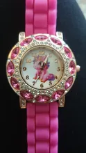 UTHAI-Reloj de pulsera CQ19 para niños, relojes de cuarzo para niñas, caballo de la bestia de dibujos animados, regalo de correa de silicona, rojo rosa