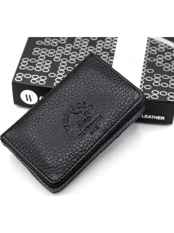 

West Polo Men's Magnetic Flap Leather Card Holder