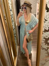 Sexy Bikini-ups blanco túnica Casual verano playa vestido elegante de las mujeres de talla grande ropa de playa traje de baño cubrir Q1208