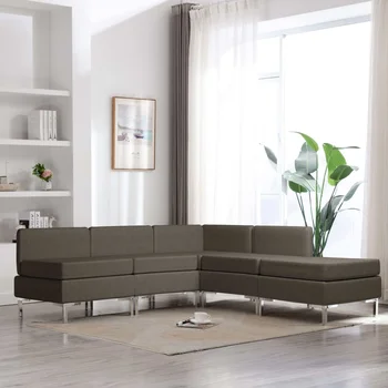 

5 PCs gray fabric mole sofas sofas Set