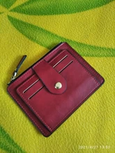 Tarjetero pequeño de cuero delgado con bolsillo para monedas para hombre y mujer, cartera pequeña de moda para tarjetas de identificación, monedero de negocios